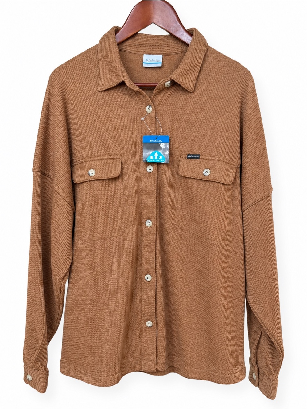 Columbia Holly Hideaway Waffle Shirt Jacket Brown Women's 1X NWT